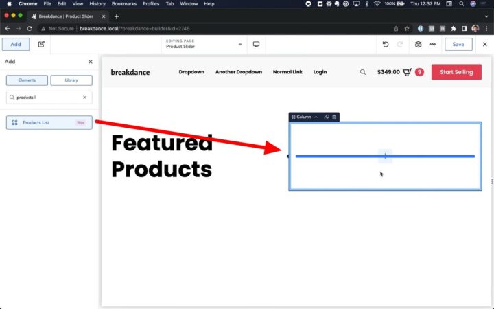 Add a Products List to your page