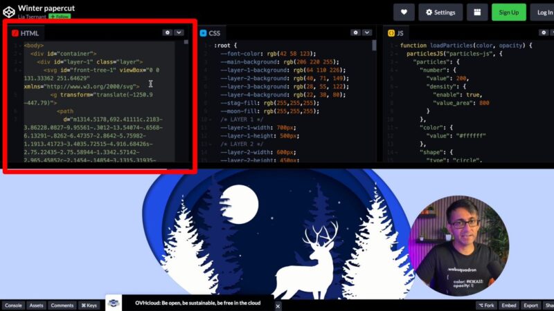 Copy the HTML from the Codepen